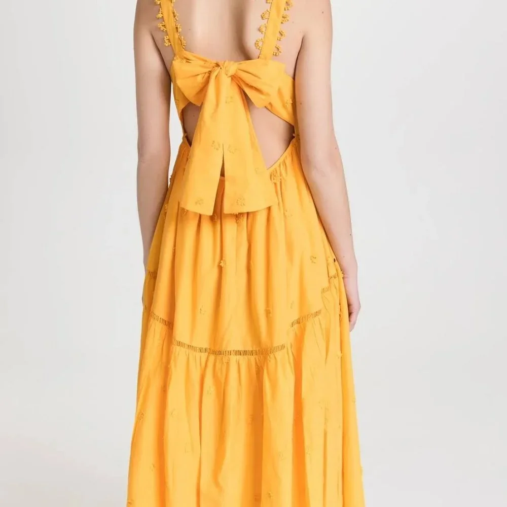 FARM RIO Yellow 3D Flowers Midi Dress - Picture 10 of 16